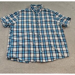 Hawker Rye Shirt Mens 2XL Blue Plaid Short Sleeve Button Up Regular Fit Cotton
